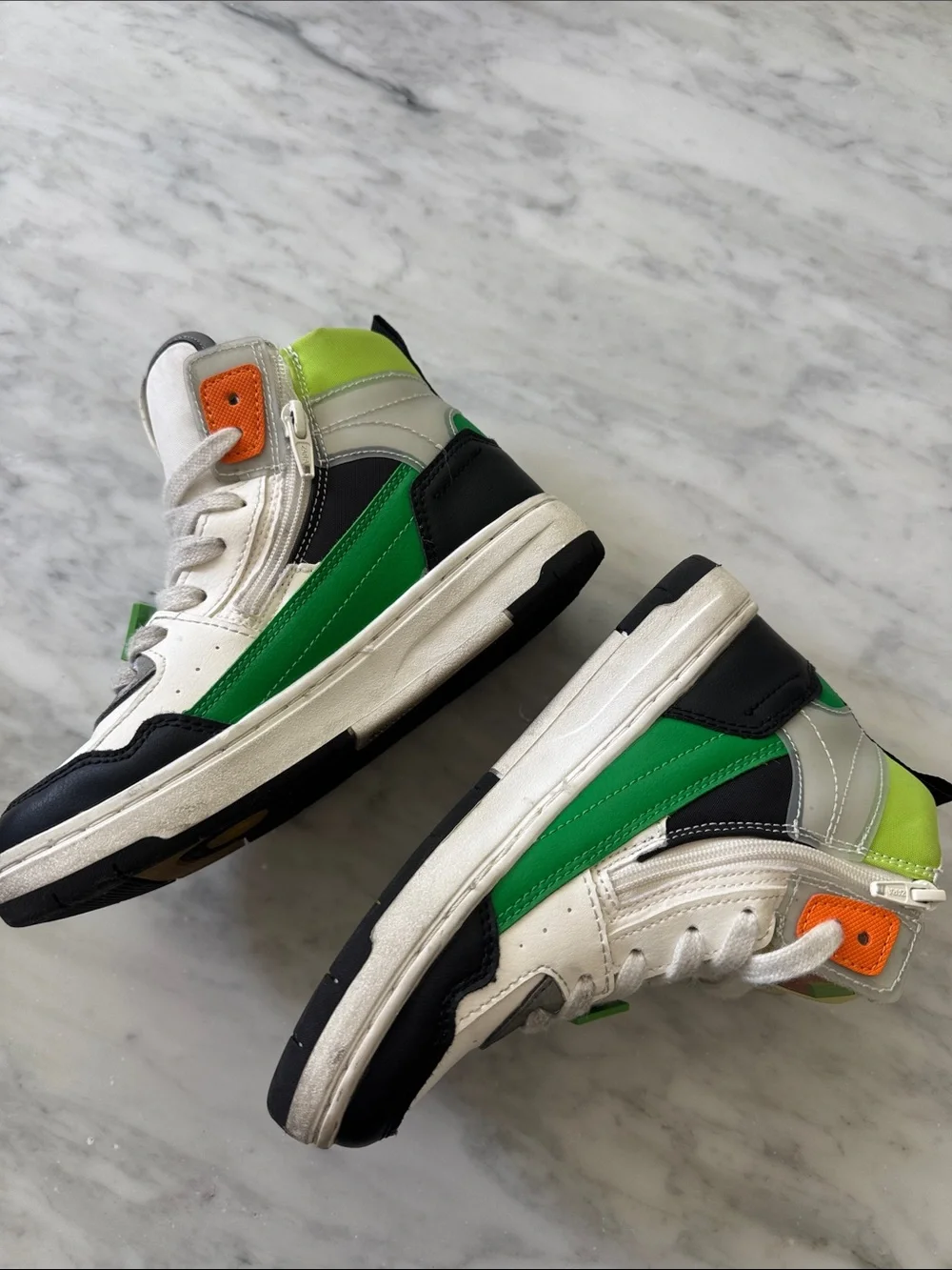 Zara Kids' White, Black & Green Minecraft High-Top Sneakers